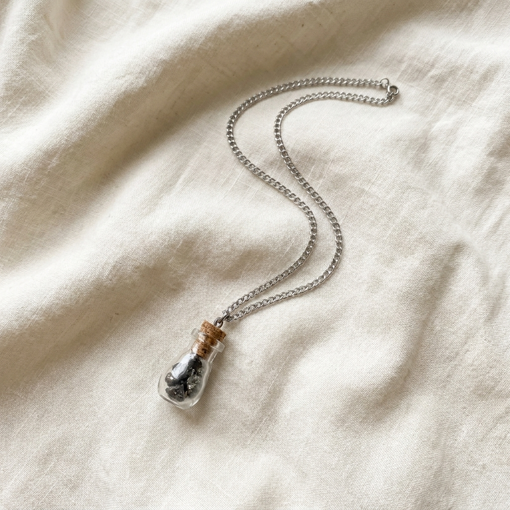 Āgāya Rasam silver — flat lay on cream linen