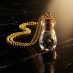 Āgāya Rasam gold — macro on black marble