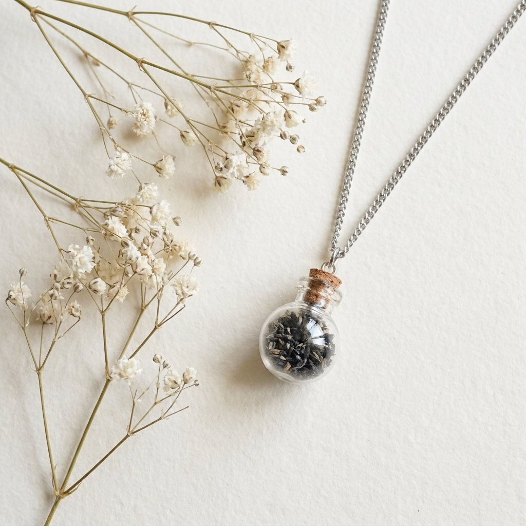 Sōma Maṇal silver — flat lay with dried flowers
