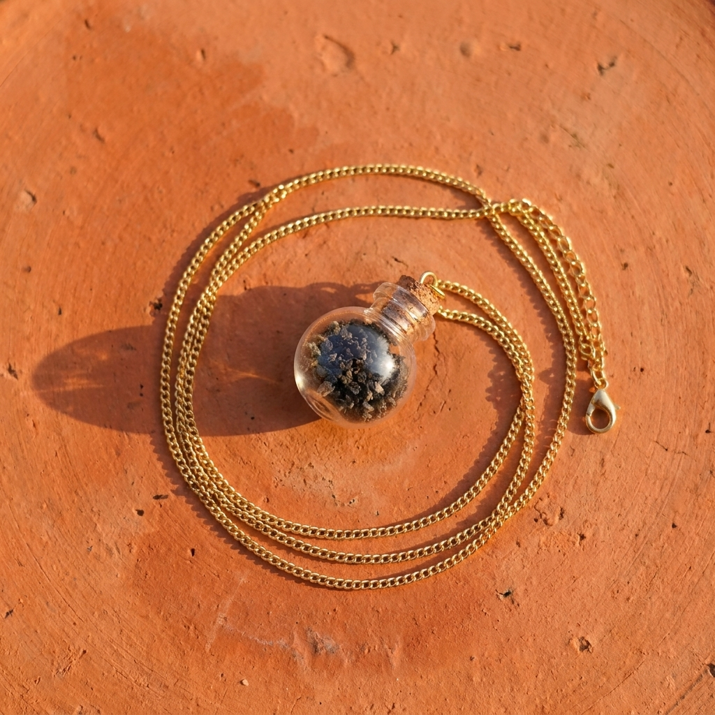 Sōma Maṇal gold — flat lay on terracotta tile