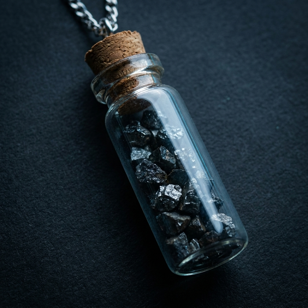 Anandham silver — macro with cool rim light on charcoal