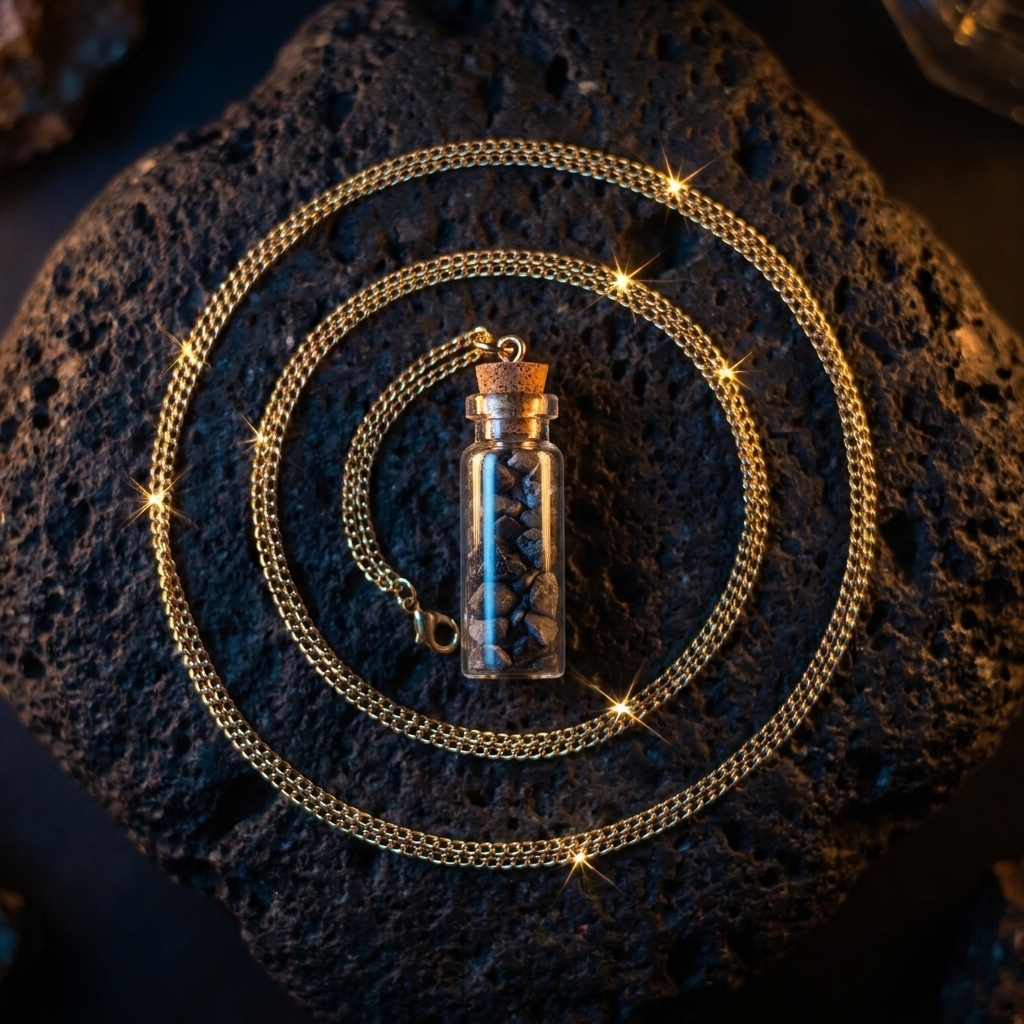 Anandham gold — flat lay on volcanic stone